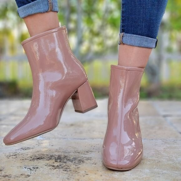 Women's Camel PAT Ankle Square Toe Booties - Picture 1 of 6